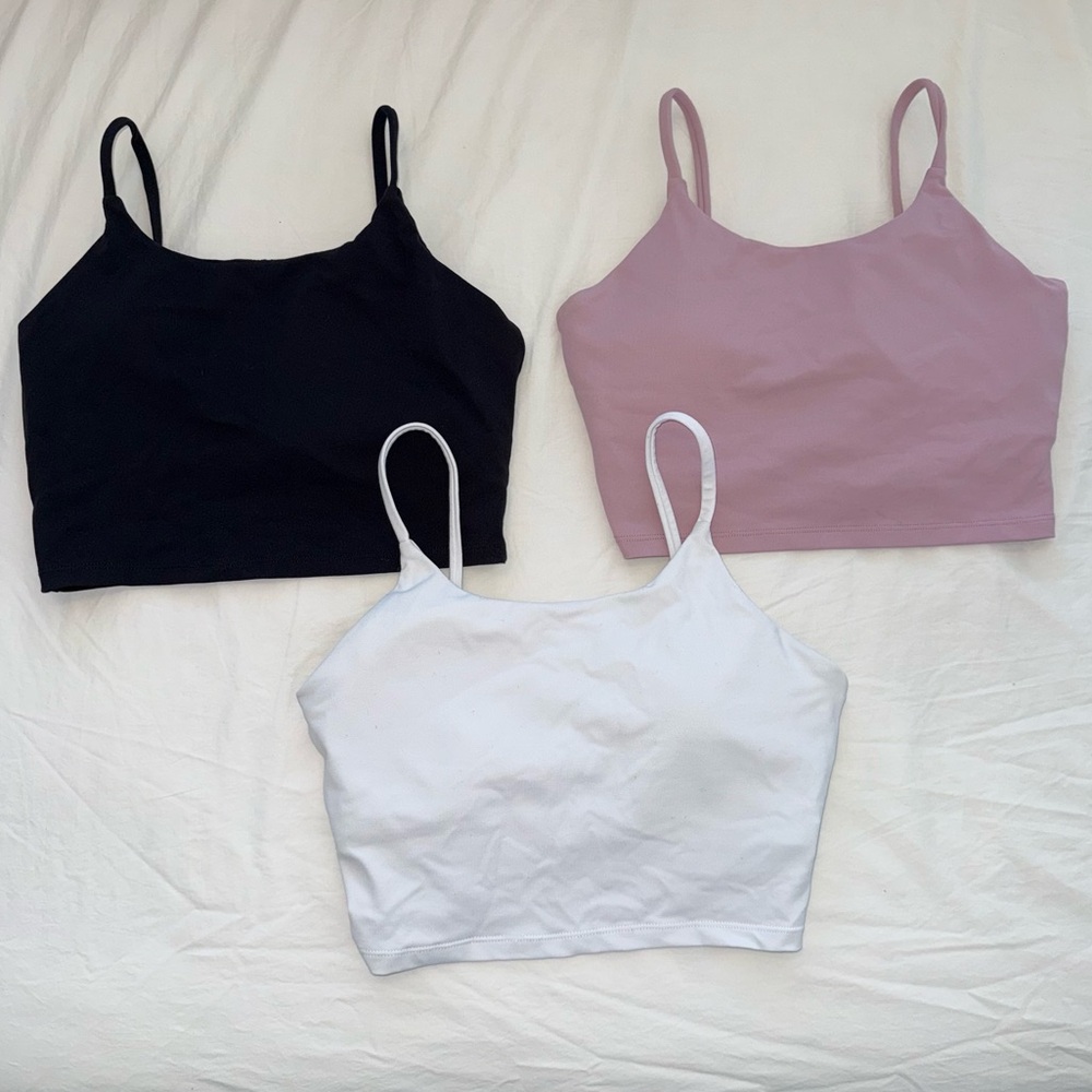 Set of 3 Padded Bralette Crop Tops | Black White Pink | Size M 🖤🤍🩷